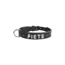 Schecker - MyName Leder-Halsband, schwarz [45 cm x 25 mm - Buchstabentyp: Kristall]