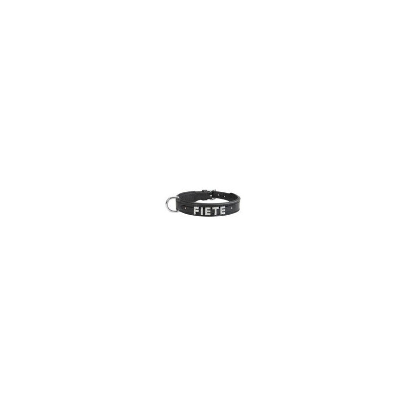 Schecker - MyName Leder-Halsband, schwarz [45 cm x 25 mm - Buchstabentyp: Kristall]