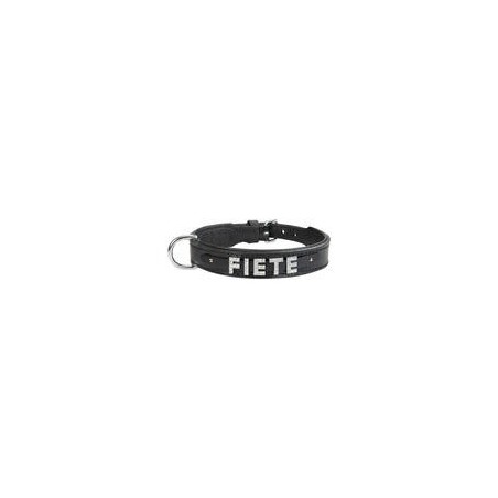Schecker - MyName Leder-Halsband, schwarz [45 cm x 25 mm - Buchstabentyp: Kristall]