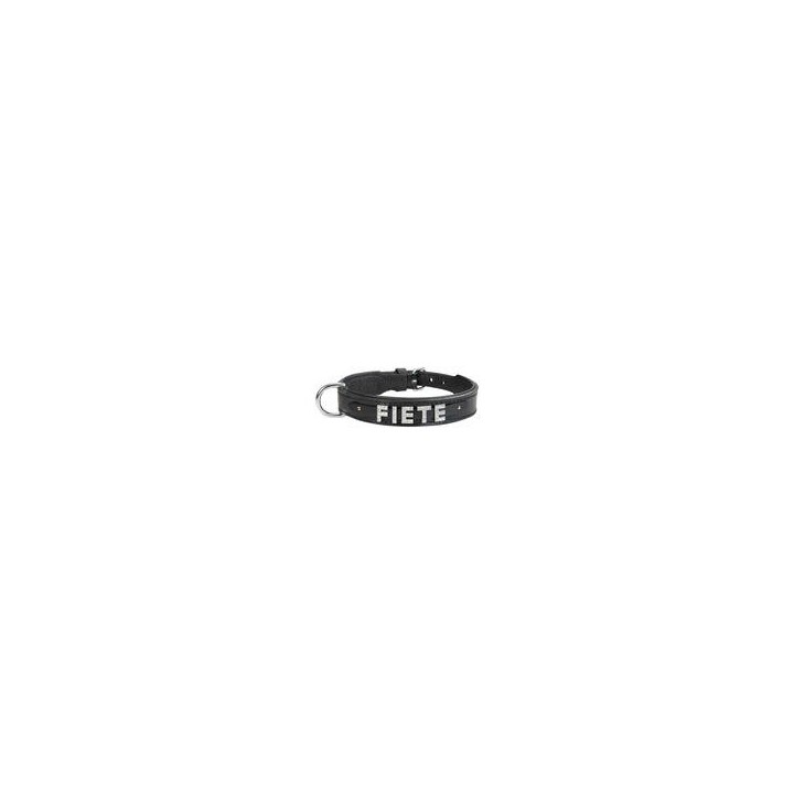 Schecker - MyName Leder-Halsband, schwarz [45 cm x 25 mm - Buchstabentyp: Kristall]