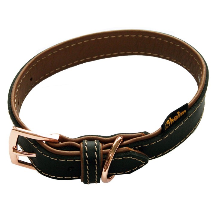Heim Halsband gefüttert Rosé, schwarz/braun - Größe 35: 24 - 31 cm Halsumfang, 20 mm breit