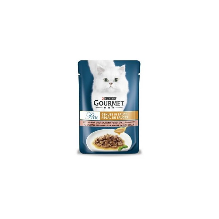 Purina Gourmet Perle Genuss in Sauce mit Lachs in einer Sauce mit feiner Grilllachsnote
