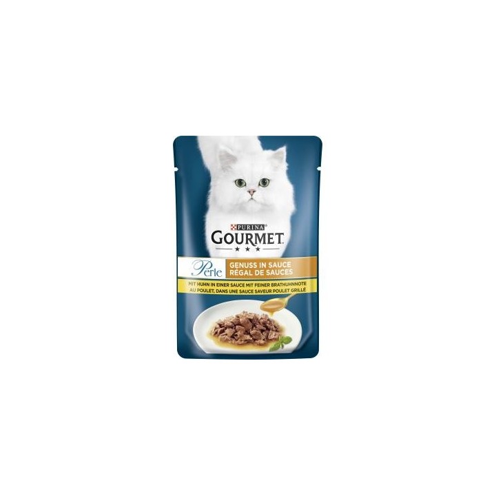 Purina Gourmet Perle Genuss in Sauce mit Huhn in einer Sauce mit feiner Brathuhnnote