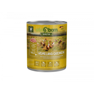 6 x 800g, WILDBORN Homeland Chicken Hundefutter mit Huhn & Hühnerherzen