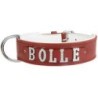 Schecker - MyName Leder-Halsband, rot [60 cm x 35 mm - Buchstabentyp: Cowboy]