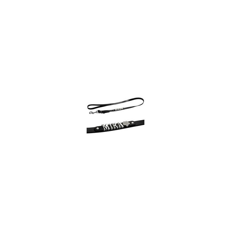 Schecker - MyName Lederleine, schwarz [120 cm x 20 mm - Buchstabentyp: Cowboy]