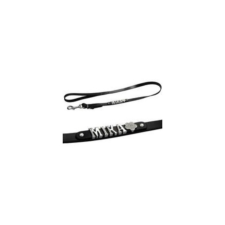 Schecker - MyName Lederleine, schwarz [120 cm x 20 mm - Buchstabentyp: Cowboy]