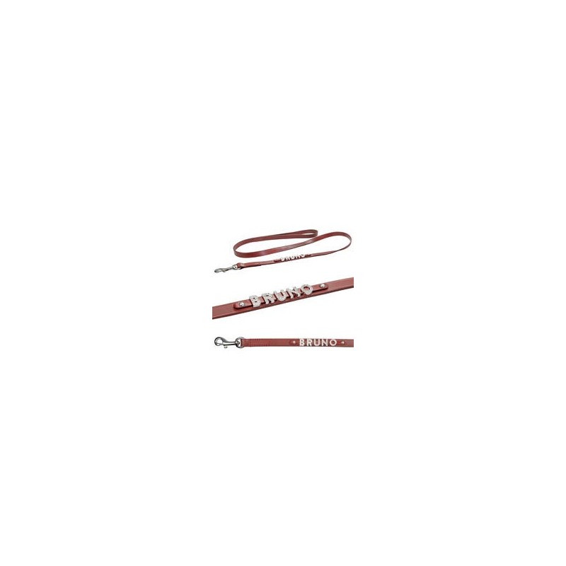 Schecker - MyName Lederleine, rot [120 cm x 15 mm - Buchstabentyp: Kristall]
