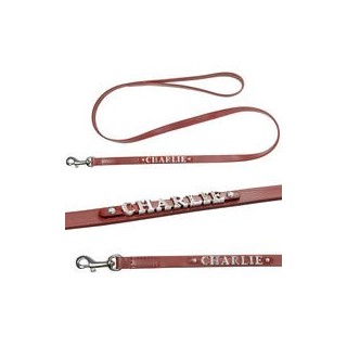 Schecker - MyName Lederleine, rot [120 cm x 15 mm - Buchstabentyp: Cowboy]