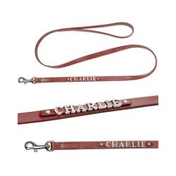 Schecker - MyName Lederleine, rot [120 cm x 15 mm - Buchstabentyp: Cowboy]
