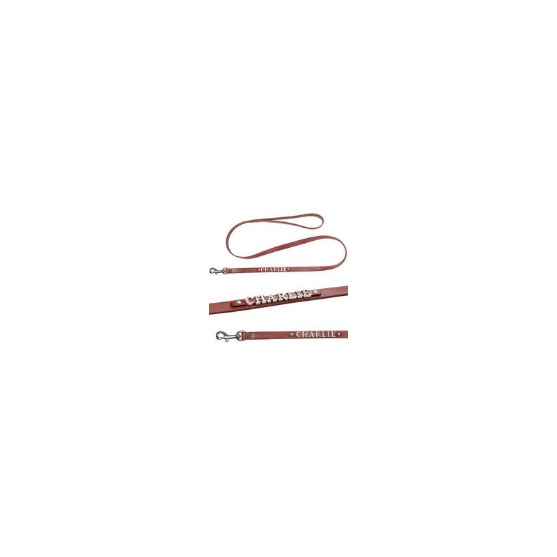 Schecker - MyName Lederleine, rot [120 cm x 15 mm - Buchstabentyp: Cowboy]