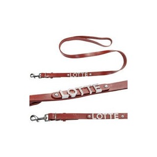 Schecker - MyName Lederleine, rot [120 cm x 20 mm - Buchstabentyp: Kristall]