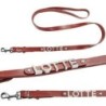 Schecker - MyName Lederleine, rot [120 cm x 20 mm - Buchstabentyp: Kristall]