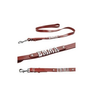 Schecker - MyName Lederleine, rot [120 cm x 20 mm - Buchstabentyp: Cowboy]