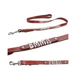 Schecker - MyName Lederleine, rot [120 cm x 20 mm - Buchstabentyp: Cowboy]