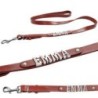 Schecker - MyName Lederleine, rot [120 cm x 20 mm - Buchstabentyp: Cowboy]