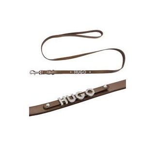 Schecker - MyName Lederleine, braun [120 cm x 15 mm - Buchstabentyp: Kristall]