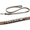 Schecker - MyName Lederleine, braun [120 cm x 15 mm - Buchstabentyp: Cowboy]