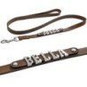 Schecker - MyName Lederleine, braun [120 cm x 20 mm - Buchstabentyp: Cowboy]