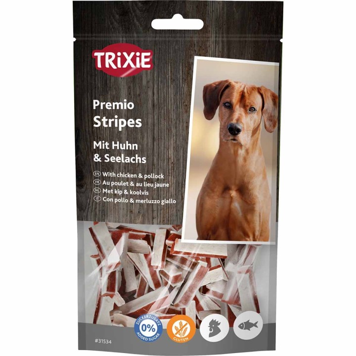 Trixie Hundesnack PREMIO Stripes mit Hühnchen und Seelachs 75g
