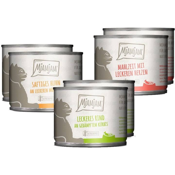 MjAMjAM Mixpaket I Huhn, Rind, Herzen 6x200g