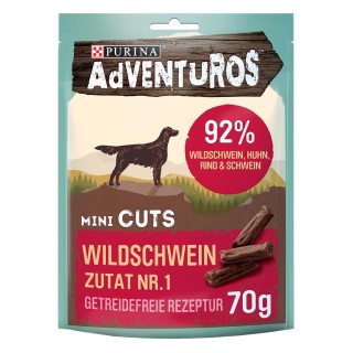Purina AdVENTuROS Mini Cuts, Hundeleckerli getreidefrei mit Wildschwein 70g
