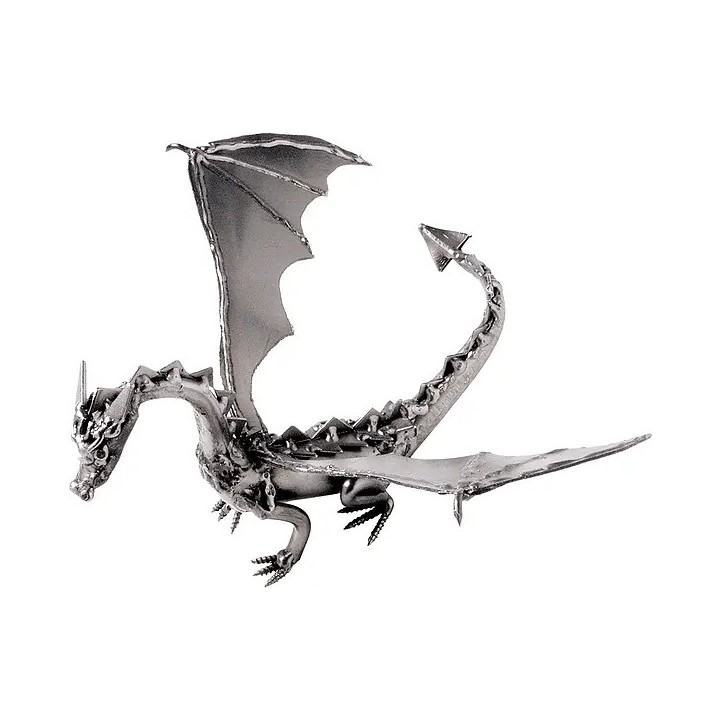 Fauchender und fliegender Drache als Metallfigur von Hinz und Kunst
