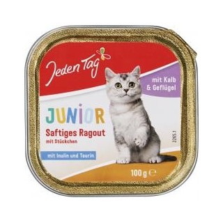 Jeden Tag Katze Junior saftiges Ragout mit Stückchen Kalb & Geflügel