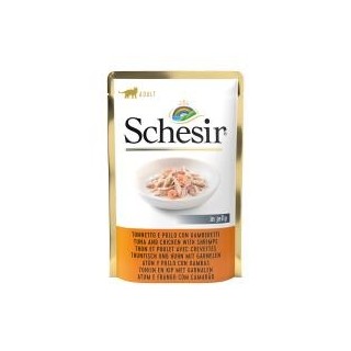 Schesir Cat Thunfisch und Huhn mit Garnelen in Gelee