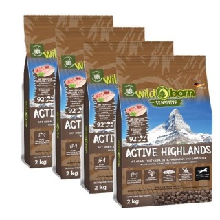 Wildborn Active Highlands 8kg getreidefreies Hundefutter für aktive Hunde