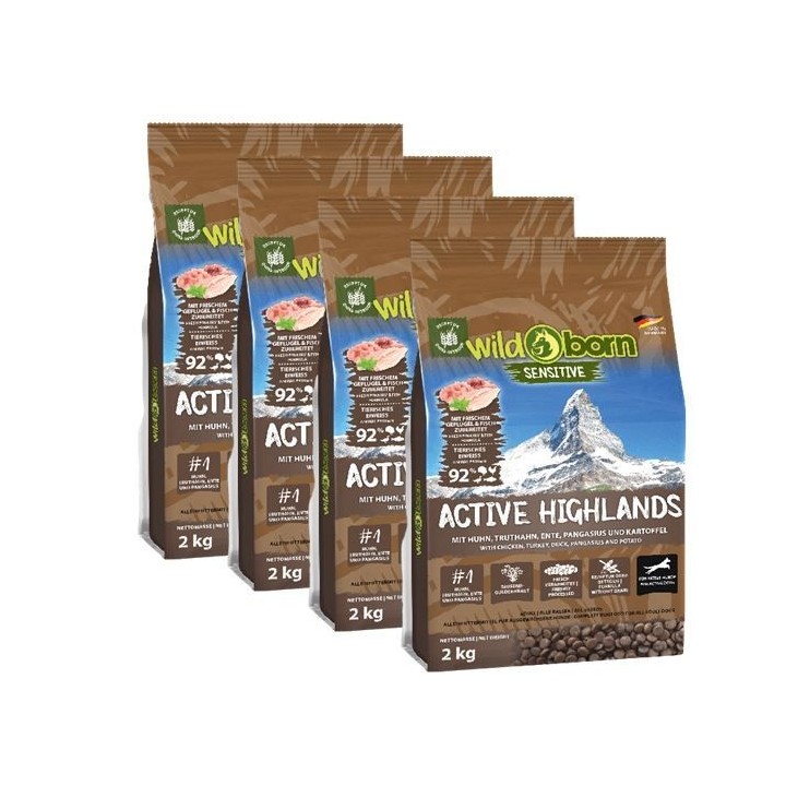 Wildborn Active Highlands 8kg getreidefreies Hundefutter für aktive Hunde