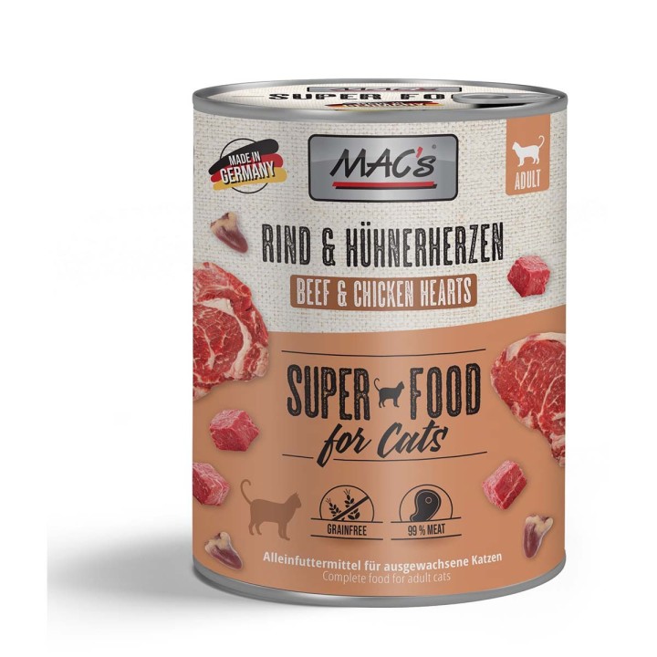 MAC's Cat Fleischmenü Rind und Hühnerherzen 6x800g
