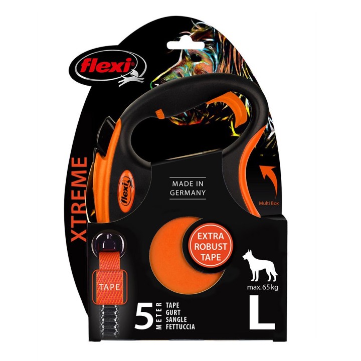 flexi Xtreme Gurt-Leine orange, 5 m - Größe L: bis 65 kg