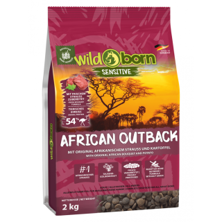 Hundefutter getreidefrei mit Straußenfleisch 2kg Trockenfutter WILDBORN African Outback