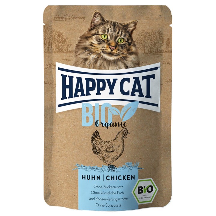 Happy Cat Bio Pouch 6 x 85 g - Bio-Huhn & Bio-Ente