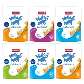 animonda Milkies Knuspertaschen Mixpaket - 6 x 120 g (4 Sorten)