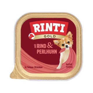 Rinti Gold Mini feine Stückchen von Rind & Perlhuhn 16x100g