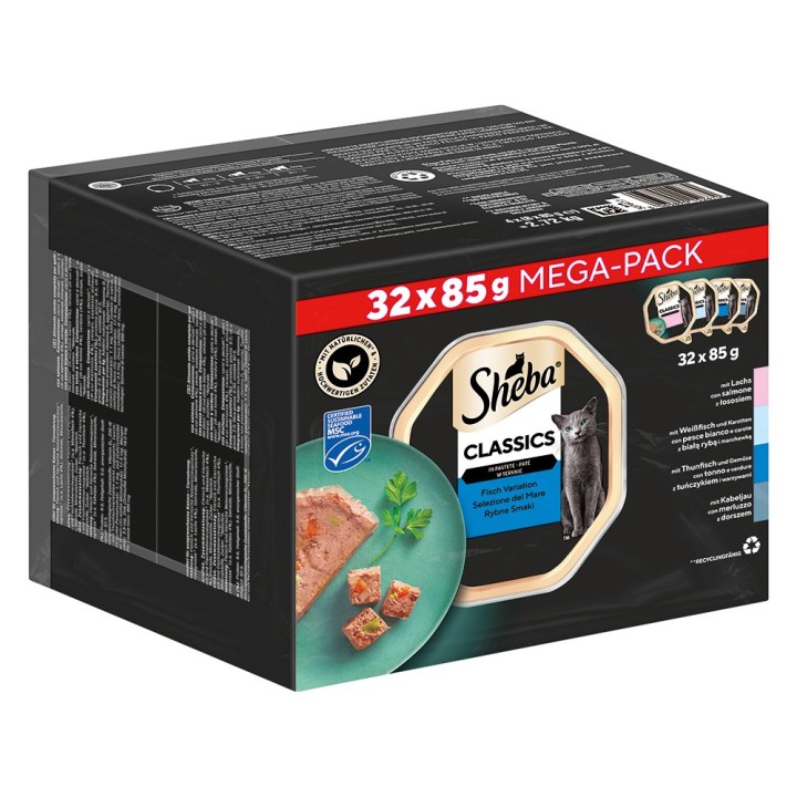 Multipack Sheba Varietäten Schälchen 32 x 85 g - Classics in Pastete