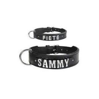 Schecker - MyName Leder-Halsband, schwarz [30 cm x 15 mm - ohne Buchstaben]