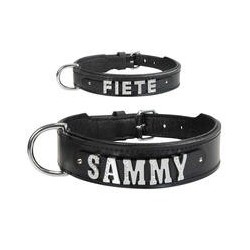 Schecker - MyName Leder-Halsband, schwarz [30 cm x 15 mm - ohne Buchstaben]