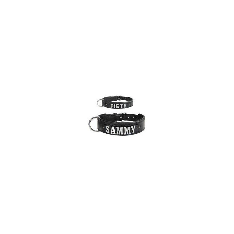 Schecker - MyName Leder-Halsband, schwarz [30 cm x 15 mm - ohne Buchstaben]