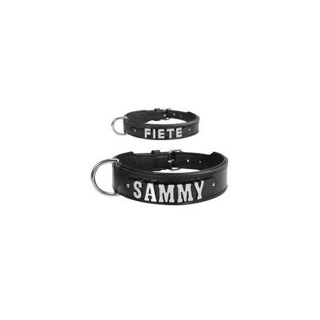Schecker - MyName Leder-Halsband, schwarz [30 cm x 15 mm - ohne Buchstaben]