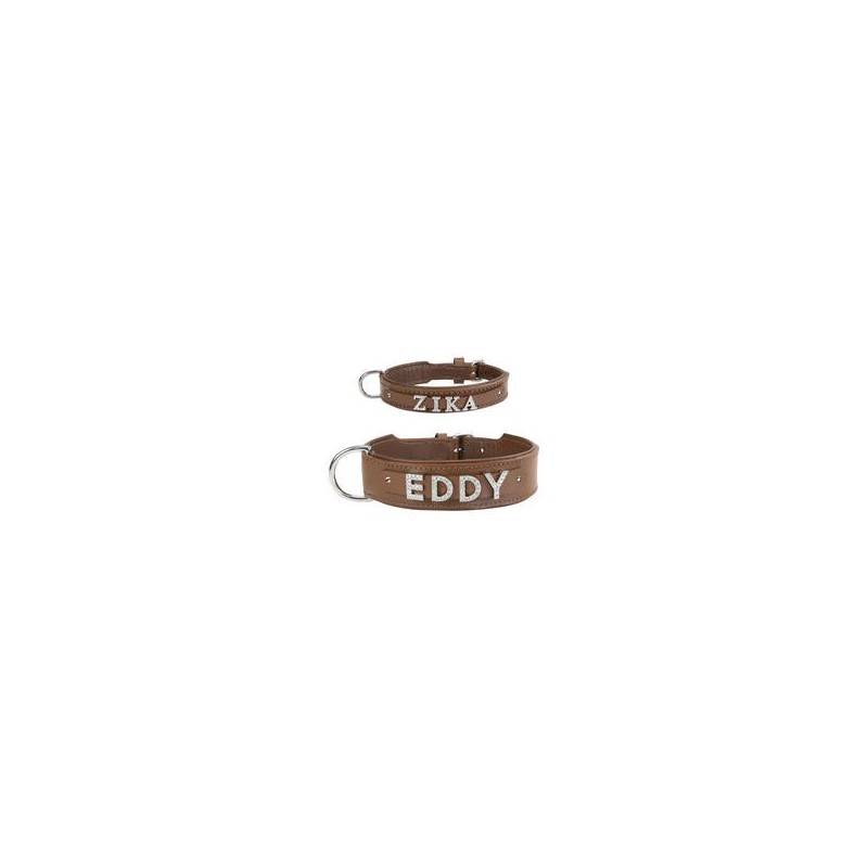 Schecker - MyName Leder-Halsband, braun [30 cm x 15 mm - ohne Buchstaben]