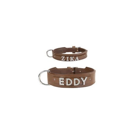 Schecker - MyName Leder-Halsband, braun [30 cm x 15 mm - ohne Buchstaben]
