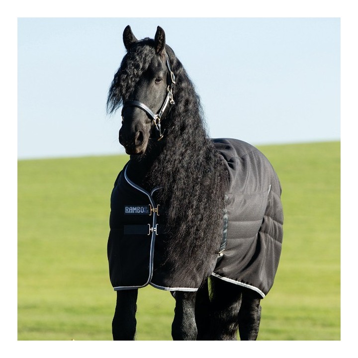 Horseware Stalldecke Rambo Stable Rug 400g - Black with Pale Grey & Grey