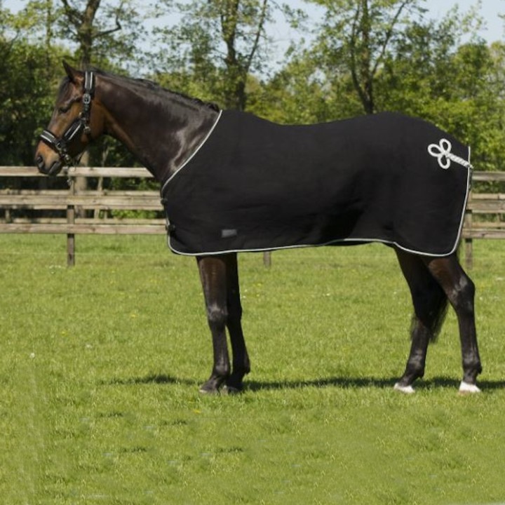 QHP Wolldecke mit Ornament - schwarz/silber