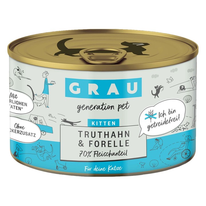 GRAU Kitten Getreidefrei 6 x 200 g - Truthahn & Forelle