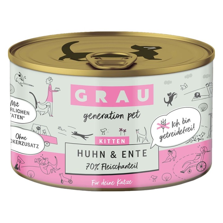 GRAU Kitten Getreidefrei 6 x 200 g - Huhn & Ente