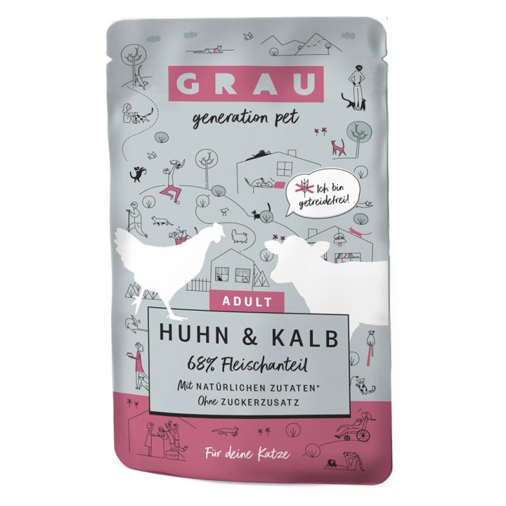 GRAU Adult Getreidefrei 16 x 125 g - Huhn & Kalb