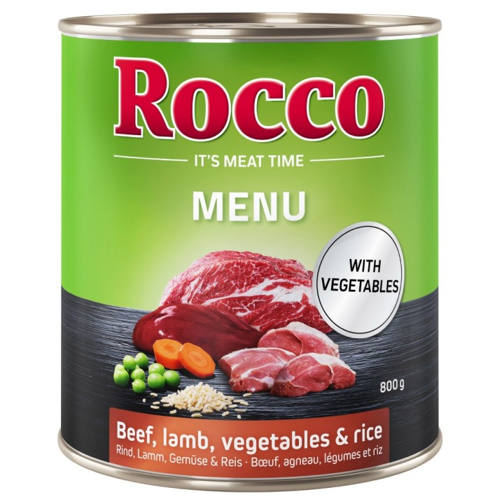 Top-Angebot Rocco Menü 24 x 400 g / 800 g  - 24 x 800g: Rind mit Lamm, Gemüse & Reis